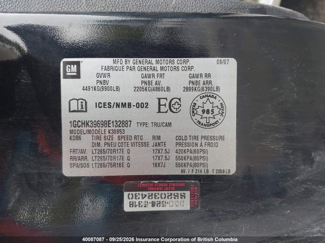 Auction sale of the 2008 Chevrolet Silverado K3500, vin: 1GCHK39698E132887, lot number: 40087087