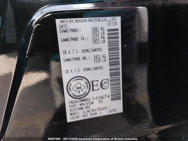 Infiniti QX60 2014 5N1AL0MM0EC545674 Image 9