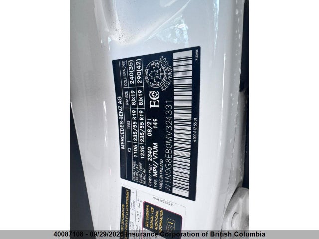 Aukcja sprzedaży 2021 Mercedes-benz Glc 300 4matic, vin: W1N0G8EB0MV324331, numer aukcji: 40087108