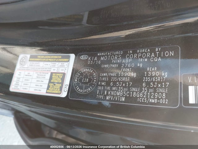 KIA SEDONA LX 2016 KNDMB5C18G6212908 Image 9
