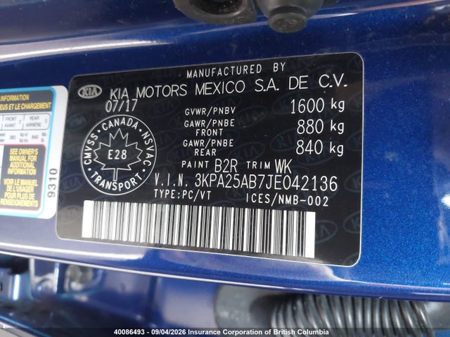 KIA Rio Lx/lx+ 2018 3KPA25AB7JE042136 Image 9