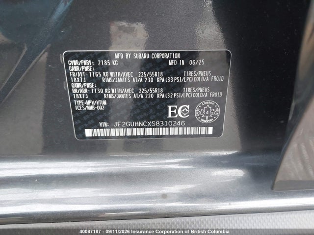 Subaru Crosstrek Limited 2025 JF2GUHNCXS8310246 Image 9