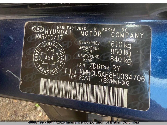 Продаж на аукціоні авто 2017 Hyundai Accent Sport, vin: KMHCU5AE8HU334706, номер лоту: 40087199