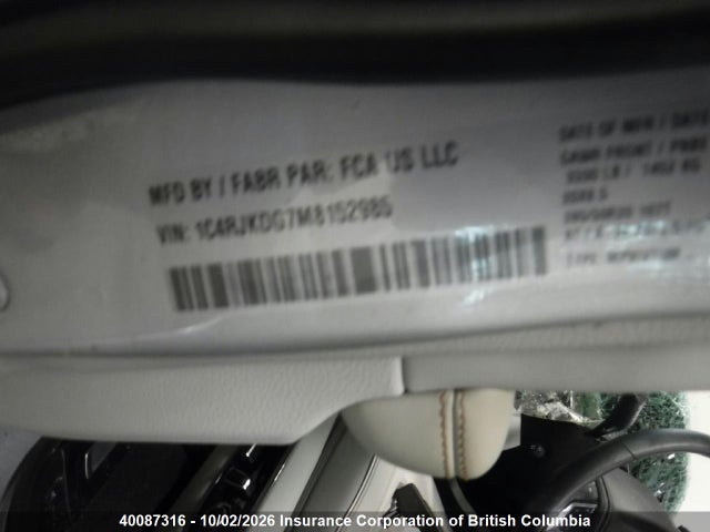 Aukcja sprzedaży 2021 Jeep Grand Cherokee L Overland, vin: 1C4RJKDG7M8152985, numer aukcji: 40087316