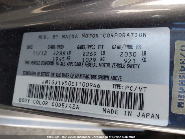 Mazda Mazda6 Gs 2014 JM1GJ1V50E1100946 Image 9