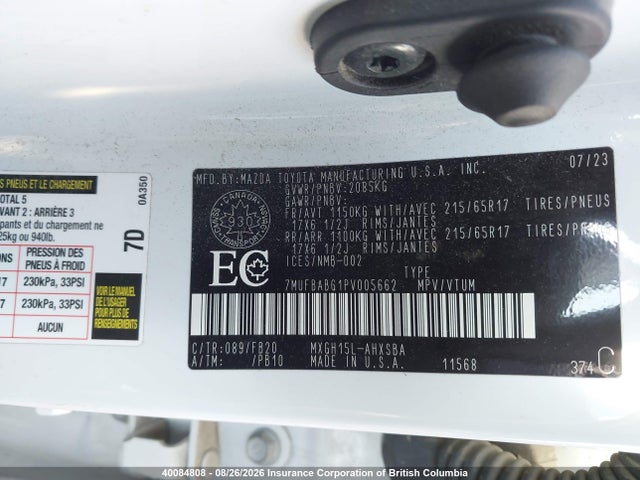 7MUFBABG1PV005662 Toyota Corolla Cross Le/xle/s/se/xse