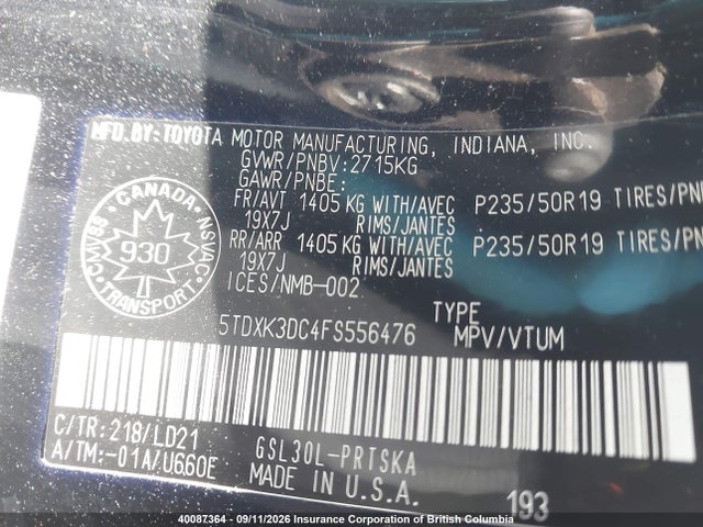 Toyota Sienna Se 8 Passenger 2015 5TDXK3DC4FS556476 Image 9