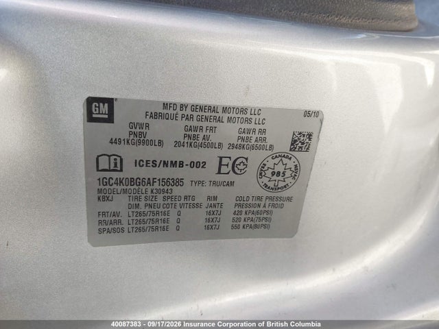 40087383 :رقم المزاد ، 1GC4K0BG6AF156385 vin ، 2010 Chevrolet Silverado K3500 Lt مزاد بيع