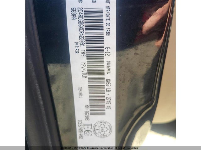 40087387 :رقم المزاد ، 2C4RDGBGXCR422091 vin ، 2012 Dodge Grand Caravan Se مزاد بيع