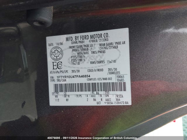 Продажа на аукционе авто 2007 Ford Ranger, vin: 1FTYR10U47PA46854, номер лота: 40076695