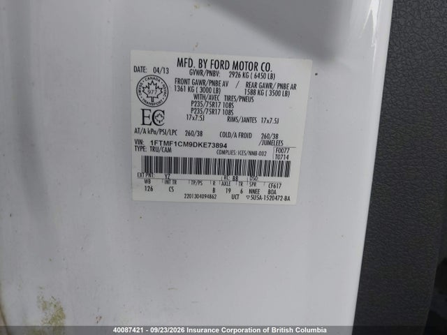 Aukcja sprzedaży 2013 Ford F150, vin: 1FTMF1CM9DKE73894, numer aukcji: 40087421