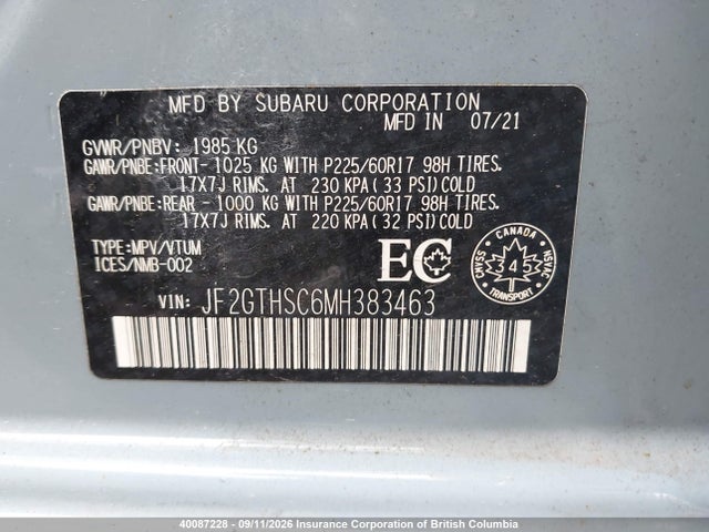 JF2GTHSC6MH383463 Subaru Crosstrek Sport