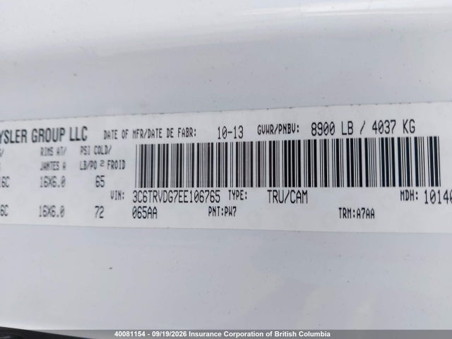 RAM Promaster 2500 2500 High 2014 3C6TRVDG7EE106765 Image 18