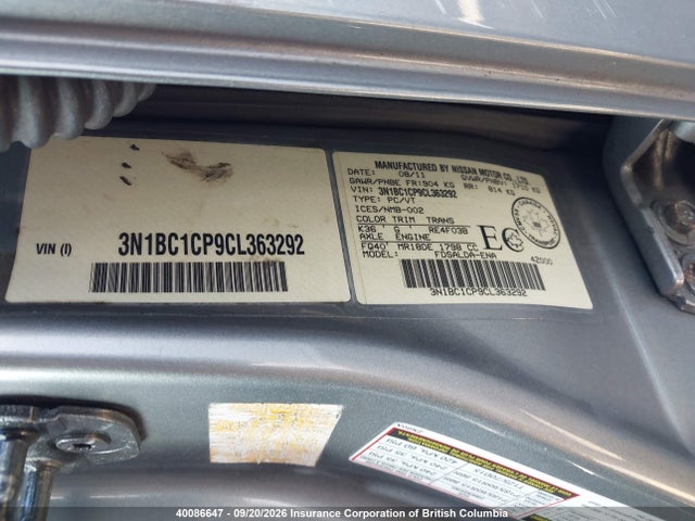 Продаж на аукціоні авто 2012 Nissan Versa S/sl, vin: 3N1BC1CP9CL363292, номер лоту: 40086647