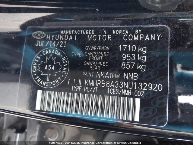 Hyundai Venue 2022 KMHRB8A33NU132920 Image 9