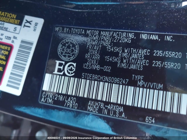 Toyota Highlander Hybrid Platinum 2022 5TDEBRCH3NS096247 Image 9