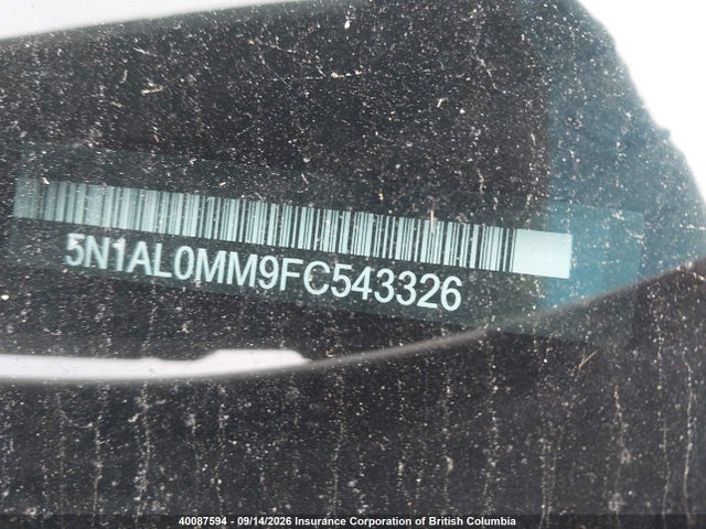 Aukcja sprzedaży 2015 Infiniti Qx60, vin: 5N1AL0MM9FC543326, numer aukcji: 40087594