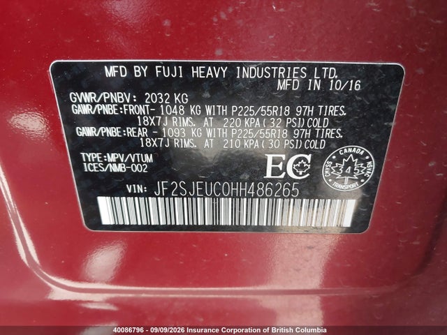 Subaru Forester 2.5i Touring 2017 JF2SJEUC0HH486265 Image 19