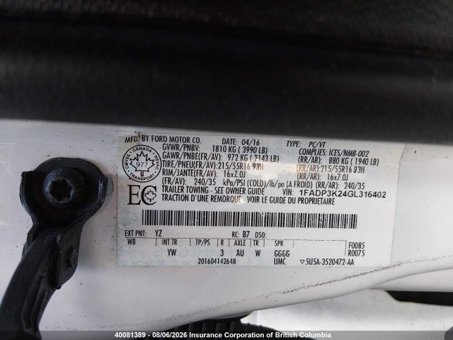 Ford FOCUS SE 2016 1FADP3K24GL316402 Image 9