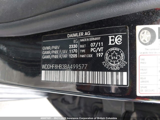 Продажа на аукционе авто 2011 Mercedes-benz E 350 4matic, vin: WDDHF8HB3BA499577, номер лота: 40087651