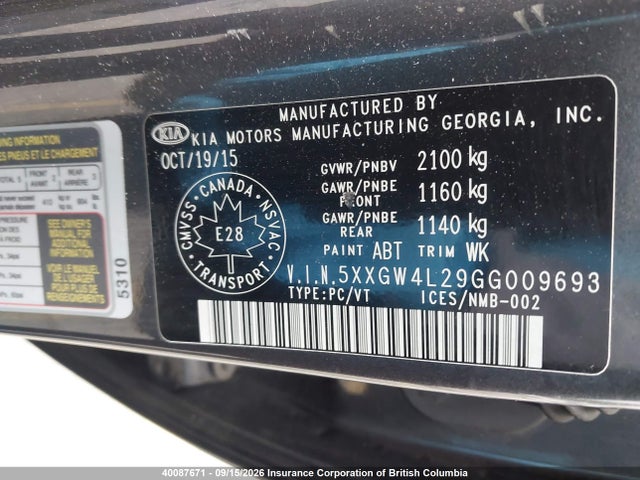 Продаж на аукціоні авто 2016 Kia Optima Sx, vin: 5XXGW4L29GG009693, номер лоту: 40087671