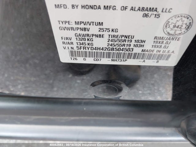 Acura Mdx Technology 2016 5FRYD4H42GB504503 Image 9