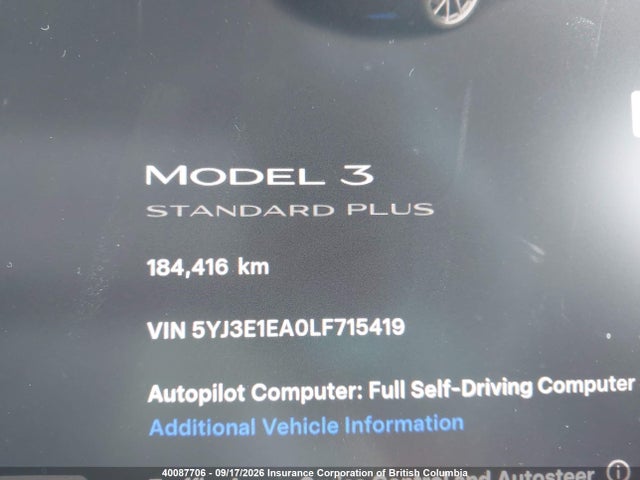 Tesla MODEL 3 2020 5YJ3E1EA0LF715419 Image 16