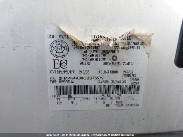 2FMPK4K80GBB75579 Ford Edge Titanium