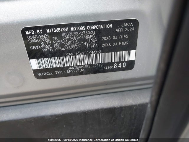 JA4T5WA94RZ624479 Mitsubishi Outlander Sel