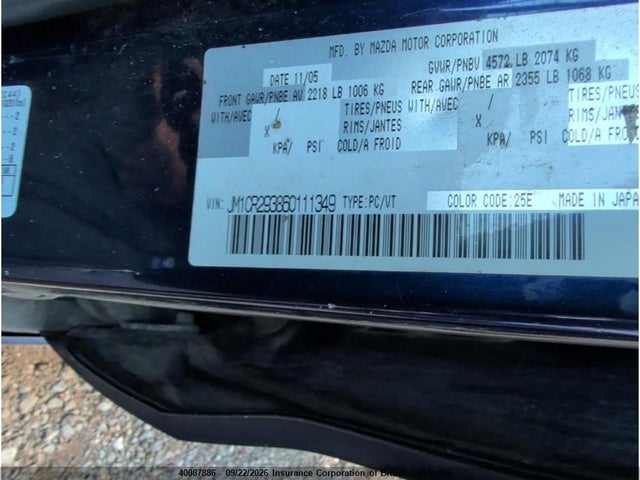 Aukcja sprzedaży 2006 Mazda Mazda5 Gs/gt, vin: JM1CR293860111349, numer aukcji: 40087886