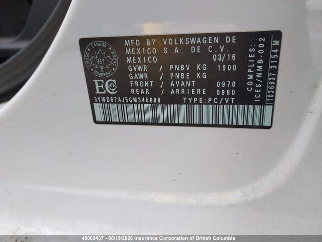 Volkswagen JETTA SE 2016 3VWD67AJ5GM345688 Image 9