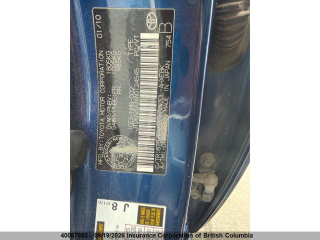 40087903 :رقم المزاد ، JTDKN3DUXA0124545 vin ، 2010 Toyota Prius مزاد بيع