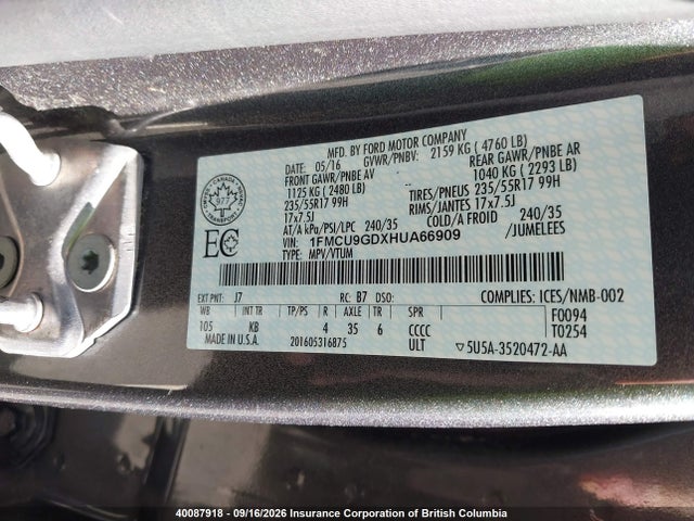 Ford ESCAPE SE 2017 1FMCU9GDXHUA66909 Image 9
