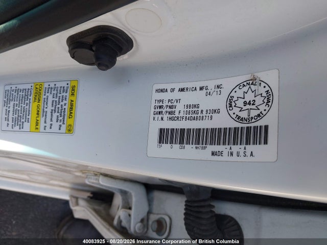 Продаж на аукціоні авто 2013 Honda Accord Ex-l, vin: 1HGCR2F84DA808719, номер лоту: 40083925