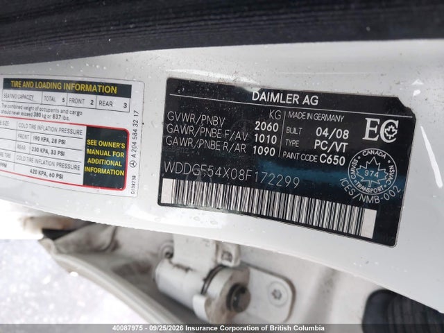 Aukcja sprzedaży 2008 Mercedes-benz C 300, vin: WDDGF54X08F172299, numer aukcji: 40087975