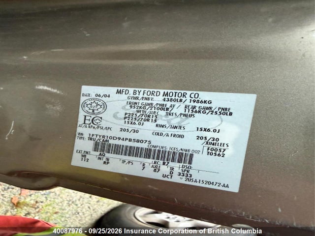 Aukcja sprzedaży 2004 Ford Ranger, vin: 1FTYR10D94PB58075, numer aukcji: 40087976