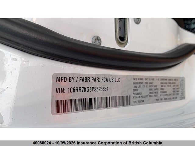 40088024 :رقم المزاد ، 1C6RR7KG8PS523854 vin ، 2023 Ram 1500 Classic Tradesman مزاد بيع