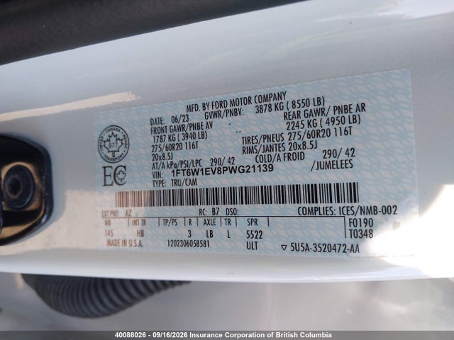1FT6W1EV8PWG21139 Ford F150
