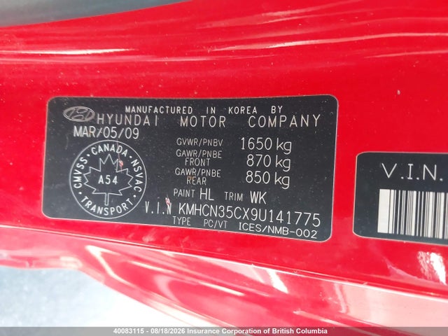Продаж на аукціоні авто 2009 Hyundai Accent Se, vin: KMHCN35CX9U141775, номер лоту: 40083115
