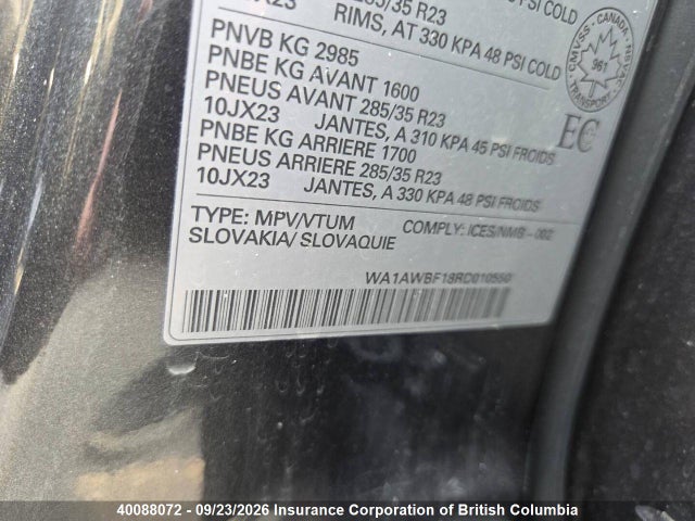 Auction sale of the 2024 Audi Sq8, vin: WA1AWBF18RD010550, lot number: 40088072