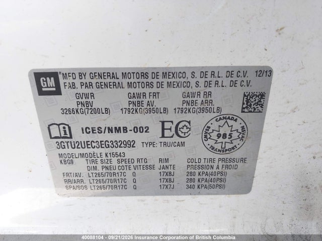 GMC Sierra 1500 Sle 2014 3GTU2UEC3EG332992 Image 9