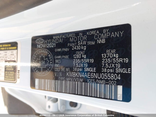 KM8KN4AE6NU055804 Hyundai Ioniq