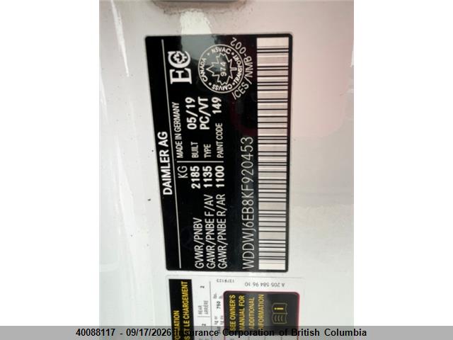 WDDWJ6EB8KF920453 Mercedes-Benz Amg C 43 4matic