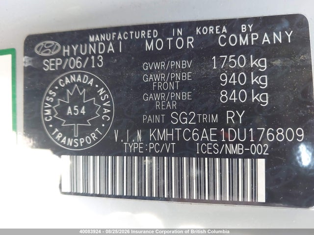 Продажа на аукционе авто 2013 Hyundai Veloster Turbo, vin: KMHTC6AE1DU176809, номер лота: 40083924