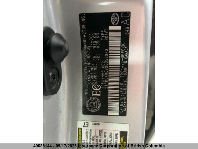 40088144 :رقم المزاد ، 2T1BU40E99C052973 vin ، 2009 Toyota Corolla S/le/xle مزاد بيع