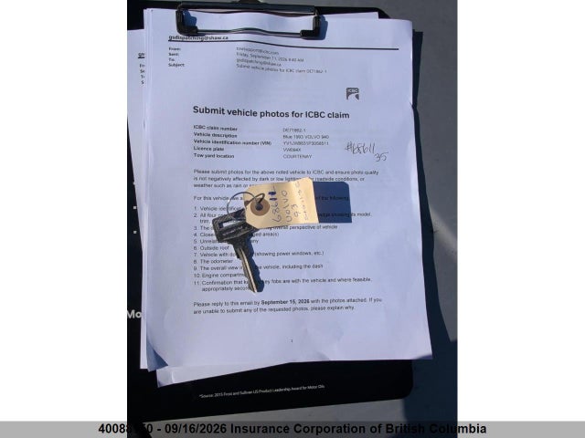 Продажа на аукционе авто 1993 Volvo 940, vin: YV1JW8831P3058511, номер лота: 40088150