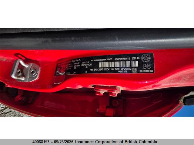 Продаж на аукціоні авто 2015 Jeep Renegade Sport, vin: ZACCJBAT1FPC41180, номер лоту: 40088153