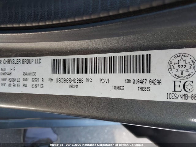 40088158 :رقم المزاد ، 1C3CCBAB9DN616986 vin ، 2013 Chrysler 200 مزاد بيع
