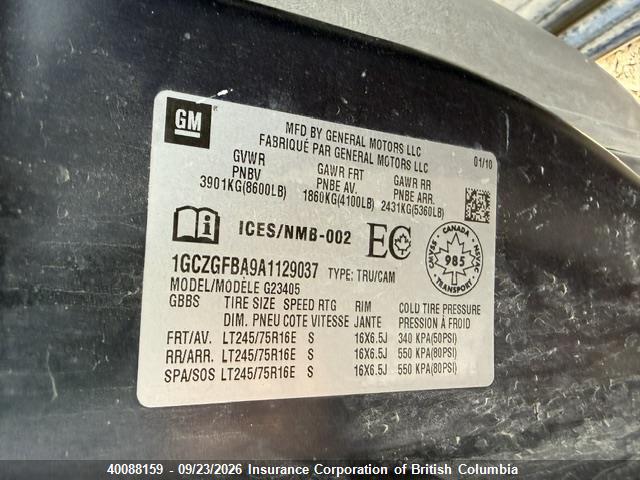 Aukcja sprzedaży 2010 Chevrolet Express G2500, vin: 1GCZGFBA9A1129037, numer aukcji: 40088159