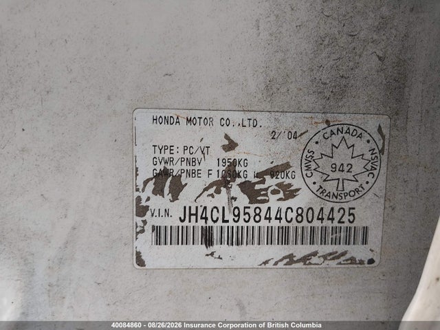 Aukcja sprzedaży 2004 Acura Tsx, vin: JH4CL95844C804425, numer aukcji: 40084860